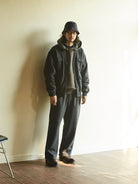 USAGE Cotton Safari Pocket Cardigan Sweatshirt in Navy Blue - On Male Model