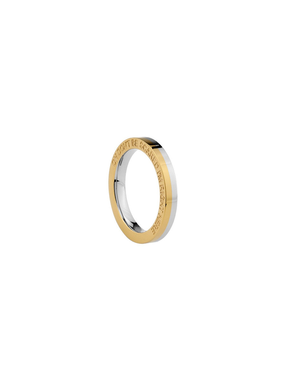 BLACKHEAD Two Tone Engraved Steel Ring in Yellow