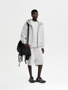 MASONPRINCE Structured Cropped T Shirt in Heather Gray - On Male Model