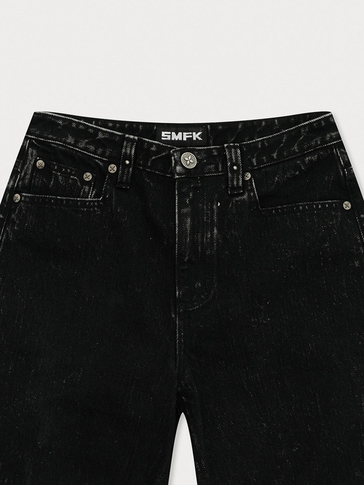 SMFK All Over Print Wide Leg Jeans in Denim - Detail