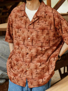 USAGE Floral Japanese Cotton Aloha Shirt in Pink - On Male Model