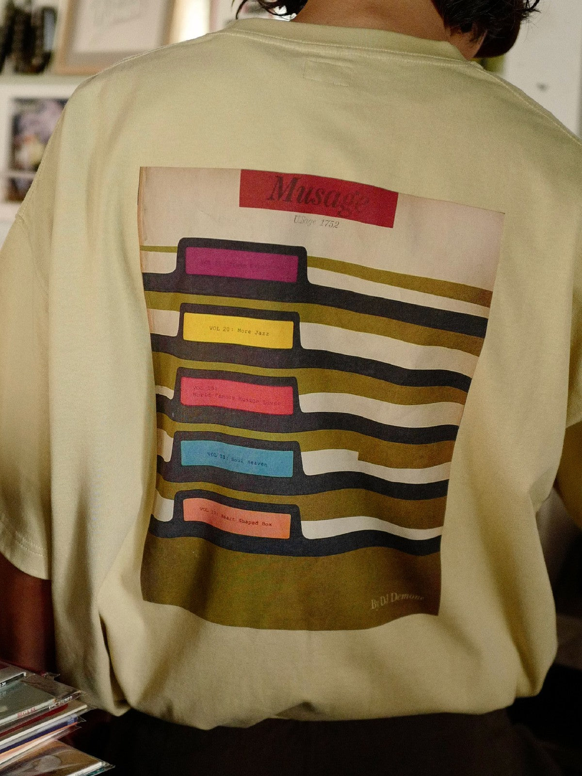 USAGE Heavyweight Graphic Cotton T Shirt in Beige - On Model