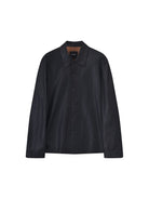 Roolrren homme Vegetable Tanned Sheepskin Shirt Jacket in Black