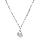 BLACKHEAD Green Eyed Cat Pendant Necklace in Gray
