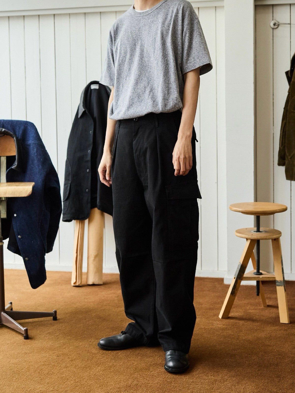 USAGE Heavyweight Ripstop M51 Cargo Pants in Black - On Male Model