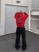 SOD Reversible Rhinestone Zip Hoodie in Red - On Model