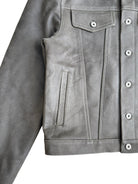 UNKNOWNWORLD Cracked Leather Type 3 Jacket in Green - Detail