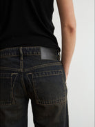FaxCopyExpress Basic 2 Distressed Wide Leg Jeans in Black - On Model
