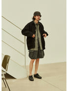 USAGE Textured Cotton Ramie Work Shirt in Black - On Male Model
