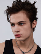 BLACKHEAD Panic Mirror Pendant Necklace in Silver - On Male Model