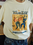 USAGE Heavyweight Graphic Cotton T Shirt in White - On Male Model
