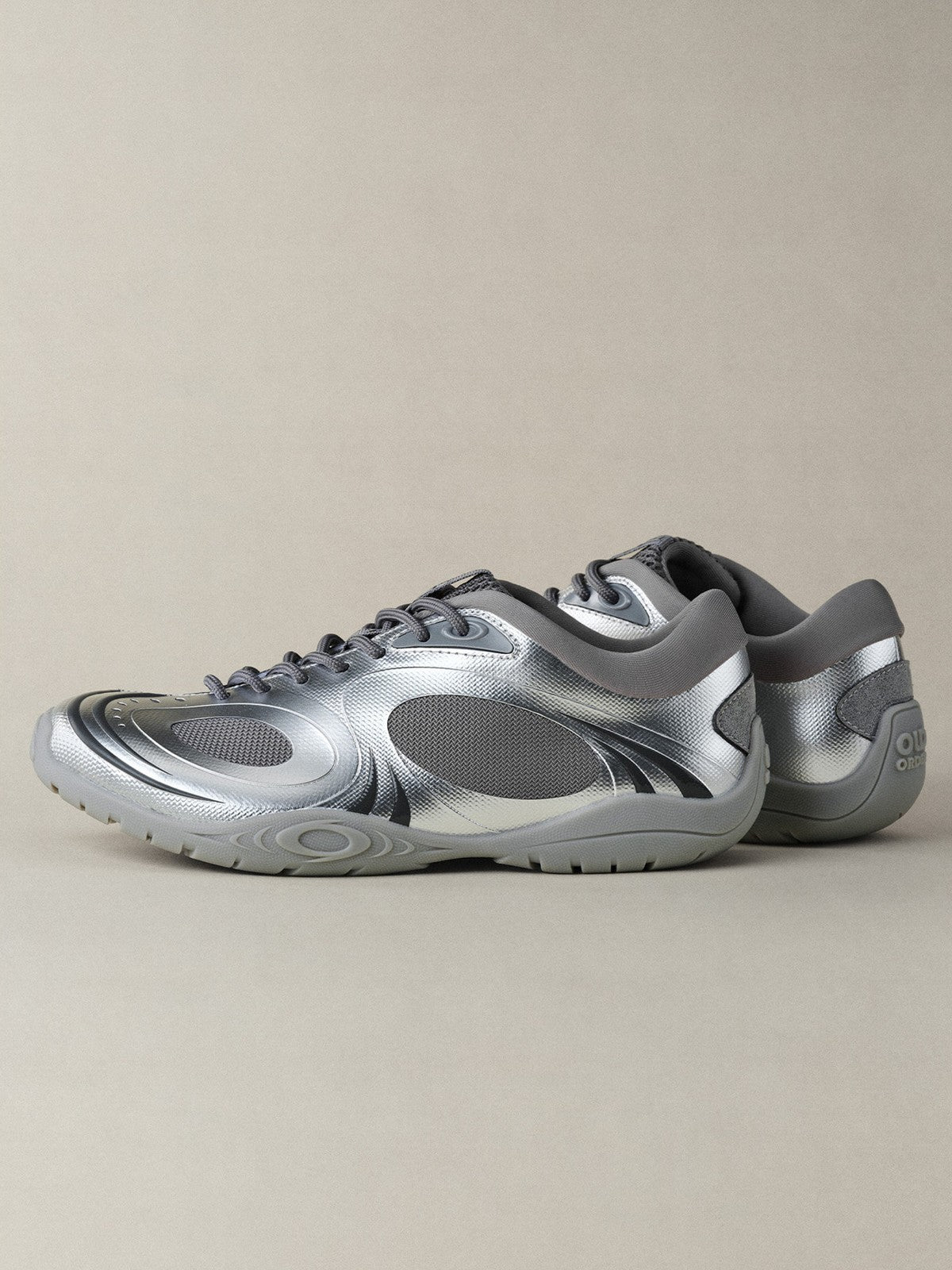 OLDORDER Metallic Chunky Track Sneakers in Silver