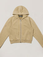SMFK Garment Dyed Cotton Zip Up Hoodie in Beige