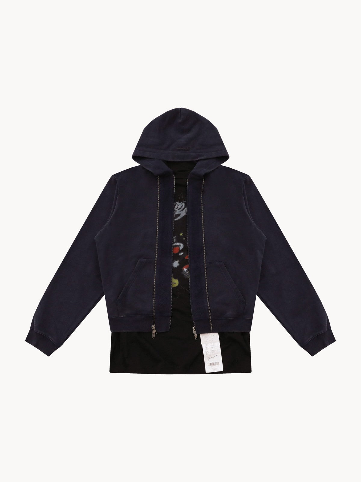 MASONPRINCE Faux Layered Zip Up Hoodie in Navy