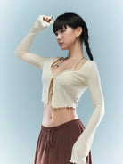 BEERBRO Halter Bikini Shrug Set in White - On Female Model
