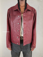 UNKNOWNWORLD Distressed Scarlet Leather Jacket in Red - On Model