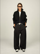 FaxCopyExpress Harmony Cinch Hem Cotton Trousers in Black - On Female Model