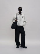 MASONPRINCE Distressed Cotton Cocoon Workwear Jacket in Gray - On Male Model