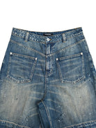 UNKNOWNWORLD Mud Dye Reverse Pocket Shorts in Yellow - Detail
