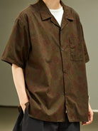 USAGE Floral Japanese Cotton Aloha Shirt in Brown - On Male Model