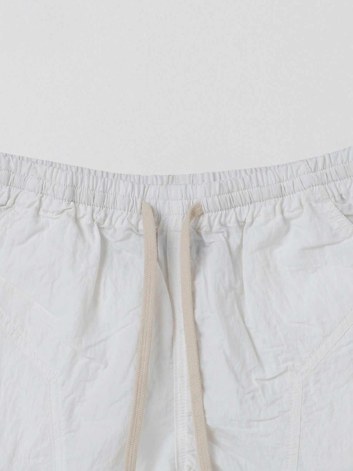 SMFK Lightweight Drawstring Track Shorts in White - Detail