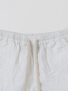 SMFK Lightweight Drawstring Track Shorts in White - Detail