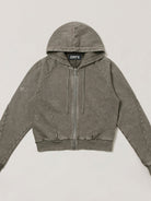 SMFK Garment Dyed Cotton Zip Up Hoodie in Gray