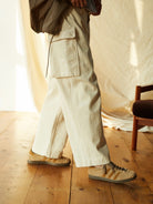 USAGE Heavyweight Herringbone Cargo Pants in White - On Model
