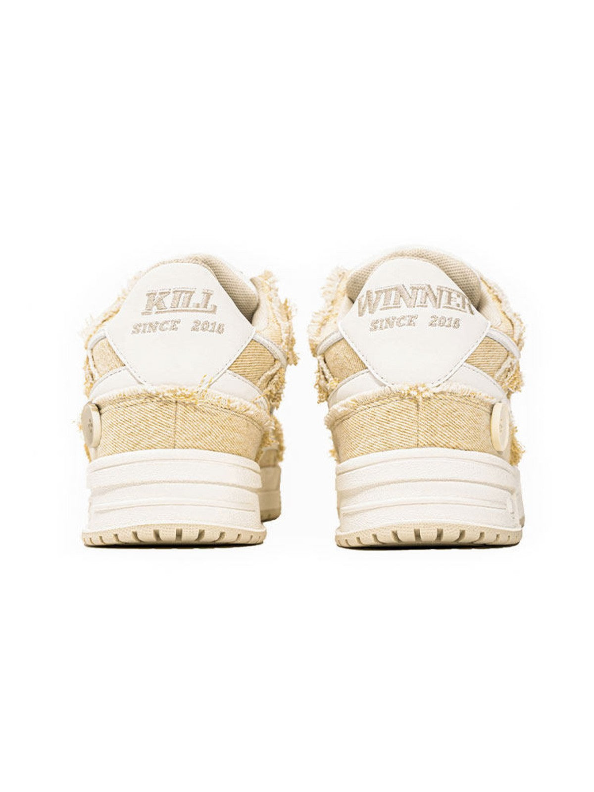 KILLWINNER Khaki Distressed Denim Low Top Sneakers in Khaki