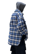 UNKNOWNWORLD Oversized Padded Flannel Shirt in White - On Model