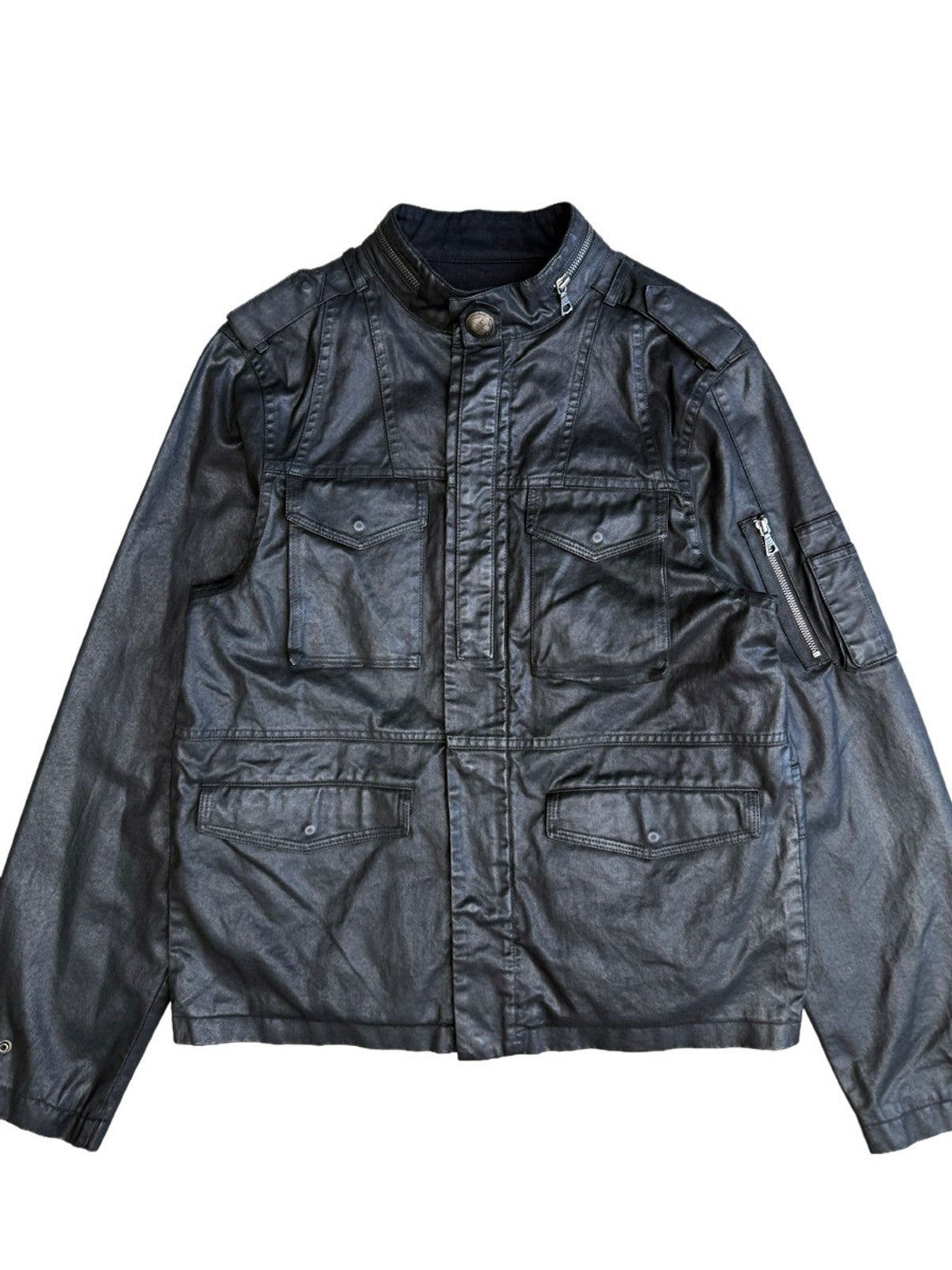 UNKNOWNWORLD Waxed Deconstructed M65 Jacket in Black