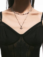 BLACKHEAD Double Layer Manta Ray Necklace in Silver - On Female Model