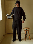USAGE Reversible Cotton Crewneck Sweatshirt in Gray - On Male Model