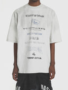 MASONPRINCE Distressed Typographic Cotton T Shirt in Gray - On Male Model