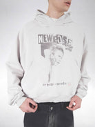 UNKNOWNWORLD Distressed Punk Print Hoodie in Gray - On Male Model