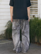 SOD Digital Print Wide Leg Jeans in Black - On Model