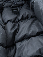 SOD Mid Length Hooded Down Puffer in Black - Detail