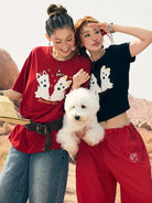BeerBro Lightweight Parachute Pants in Red - On Female Model