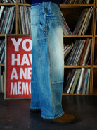 USAGE Washed Denim Double Knee Trousers in Denim - On Model