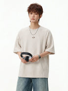 MASONPRINCE Suede Short Sleeve T Shirt in White - On Male Model