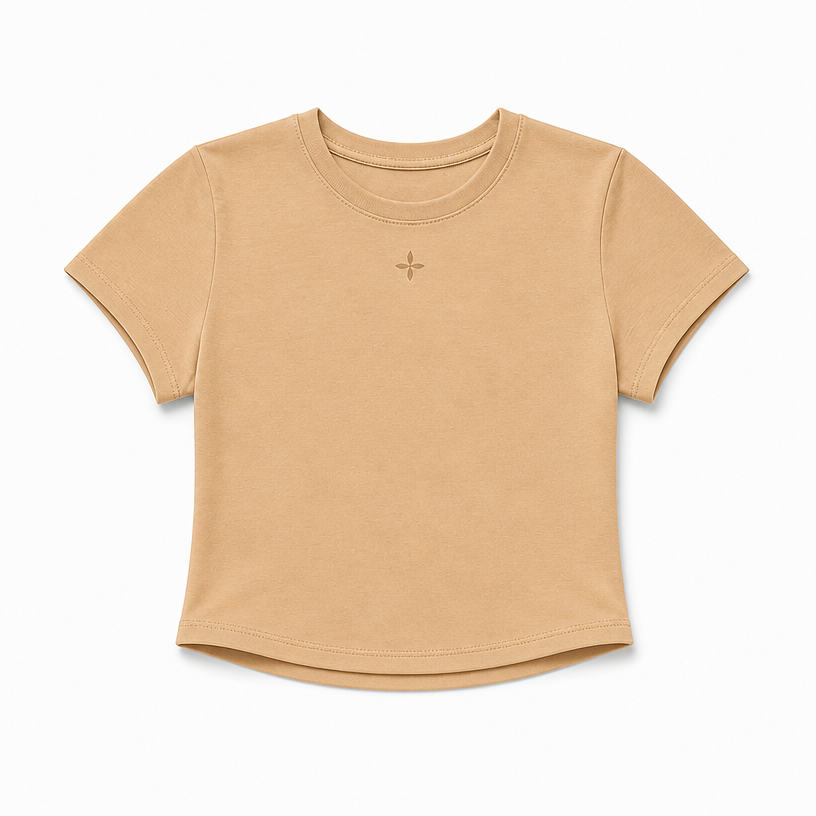 Mingstreet ASC launch still-life | SMFK | Short Sleeve Cropped T Shirt | Beige | crumple_regen_confirmed_2026-06-25