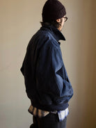 USAGE Washed Cotton Lyocell B 15 Bomber in Navy - On Male Model