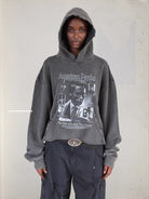 UNKNOWNWORLD Distressed Washed Graphic Hoodie in Black - On Female Model