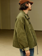 USAGE Vintage Washed Cotton Sports Jacket in Olive - On Male Model