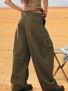 BEERBRO Washed Cotton Safari Cargo Pants in Olive - On Female Model