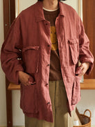 USAGE Linen Four Pocket BDU Jacket in Pink - On Male Model