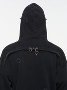 BLINDNOPLAN Washed Distressed Graphic Zip Hoodie in Black - On Model