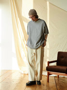 USAGE Heavyweight Herringbone Cargo Pants in White - On Male Model