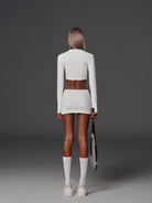 SMFK Cropped Nylon Blend Zip Up Jacket in White - On Female Model