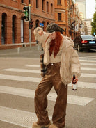 BEERBRO Washed Cotton Ruched Puffer in Beige - On Female Model